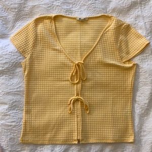 Madewell yellow checked shirt with front tie detail
